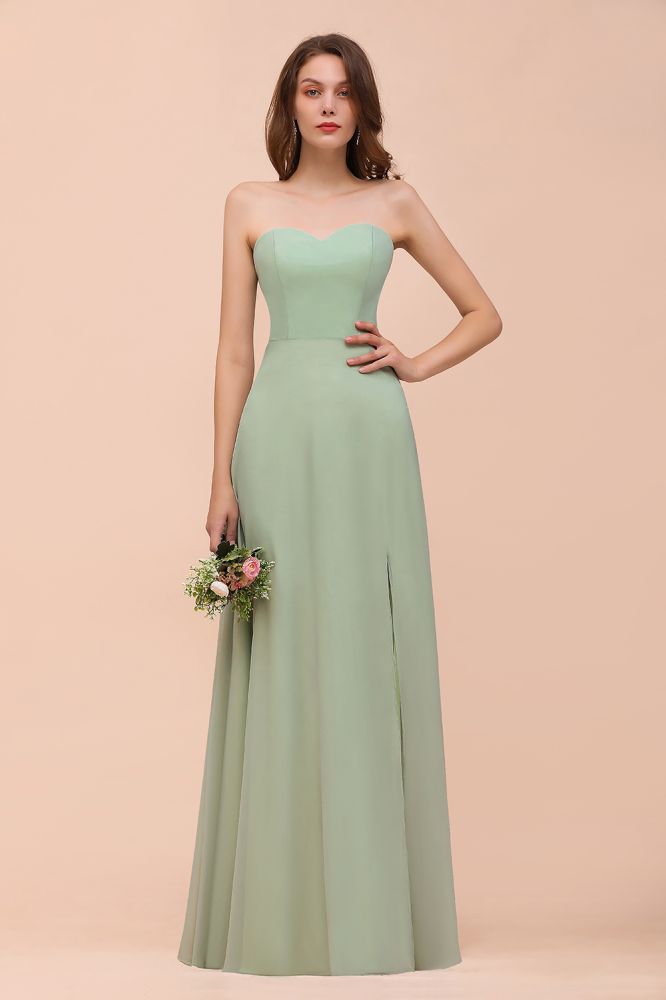 Strapless Chiffon Formal Bridesmaid Dress Elegant Maxi Maid of Honor Dress | MisShow Strapless Chiffon Formal Bridesmaid Dress Elegant Maxi Maid of Honor Dress | MisShow