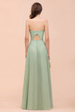 Strapless Chiffon Formal Bridesmaid Dress Elegant Maxi Maid of Honor Dress-misshow.com
