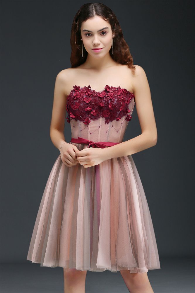 MISSHOW offers gorgeous Dusty Rose Scoop party dresses with delicately handmade Lace in size 0-26W. Shop Mini prom dresses at affordable prices.