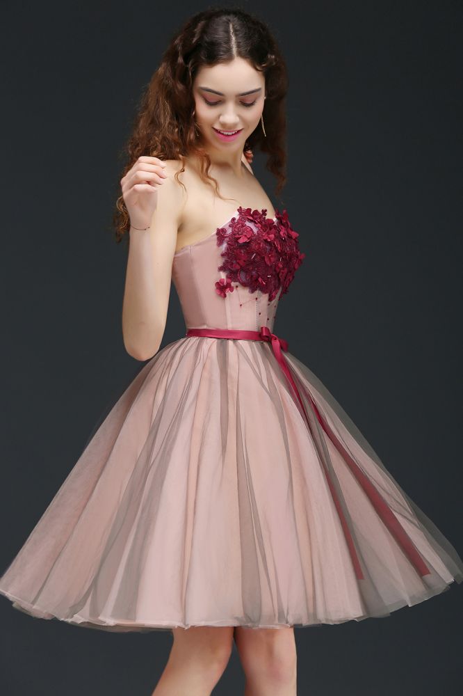 MISSHOW offers gorgeous Dusty Rose Scoop party dresses with delicately handmade Lace in size 0-26W. Shop Mini prom dresses at affordable prices.