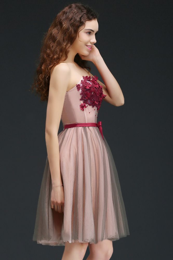 MISSHOW offers gorgeous Dusty Rose Scoop party dresses with delicately handmade Lace in size 0-26W. Shop Mini prom dresses at affordable prices.