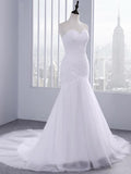 Strapless Sweetheart Mermaid Wedding Dress Lace Ruffless Tulle Bridal Wears