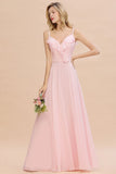 Looking for Bridesmaid Dresses in 100D Chiffon, A-line style, and Gorgeous  work  MISSHOW has all covered on this elegant Straps Sweetheart Pink Bridesmaid Dress Backless Chiffon Evening Party Dress.