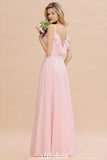 Looking for Bridesmaid Dresses in 100D Chiffon, A-line style, and Gorgeous  work  MISSHOW has all covered on this elegant Straps Sweetheart Pink Bridesmaid Dress Backless Chiffon Evening Party Dress.