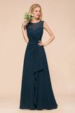 Stunning Crew neck Mother of the Bride Dress Outfits Chiffon Dress A-line-misshow.com