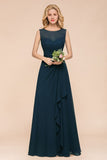 Stunning Crew neck Mother of the Bride Dress Outfits Chiffon Dress A-line-misshow.com