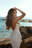 Stunning Sweetheart Beading Mermaid Wedding Gown Sleeveless Tulle Bridal Dress-misshow.com