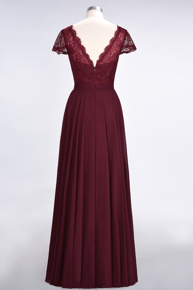 MISSHOW offers Stylish A-Line V-Neck Cap-Sleeves Floor-Length Bridesmaid Dress at a good price from Misshow