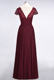 MISSHOW offers Stylish A-Line V-Neck Cap-Sleeves Floor-Length Bridesmaid Dress at a good price from Misshow