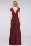 MISSHOW offers Stylish A-Line V-Neck Cap-Sleeves Floor-Length Bridesmaid Dress at a good price from Misshow