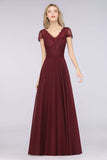 MISSHOW offers Stylish A-Line V-Neck Cap-Sleeves Floor-Length Bridesmaid Dress at a good price from Misshow