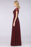 MISSHOW offers Stylish A-Line V-Neck Cap-Sleeves Floor-Length Bridesmaid Dress at a good price from Misshow