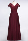 MISSHOW offers Stylish A-Line V-Neck Cap-Sleeves Floor-Length Bridesmaid Dress at a good price from Misshow