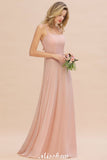 Looking for Bridesmaid Dresses in 100D Chiffon, A-line style, and Gorgeous Ruffles work  MISSHOW has all covered on this elegant Stylish Chiffon Straps Sleeveless Floor-Length A-Line Ruffles Bridesmaid Dress.