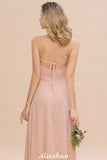 Looking for Bridesmaid Dresses in 100D Chiffon, A-line style, and Gorgeous Ruffles work  MISSHOW has all covered on this elegant Stylish Chiffon Straps Sleeveless Floor-Length A-Line Ruffles Bridesmaid Dress.