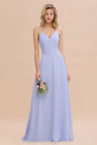 Stylish Halter V-Neck Sleeveless Floor-Length A-Line Bridesmaid Dress