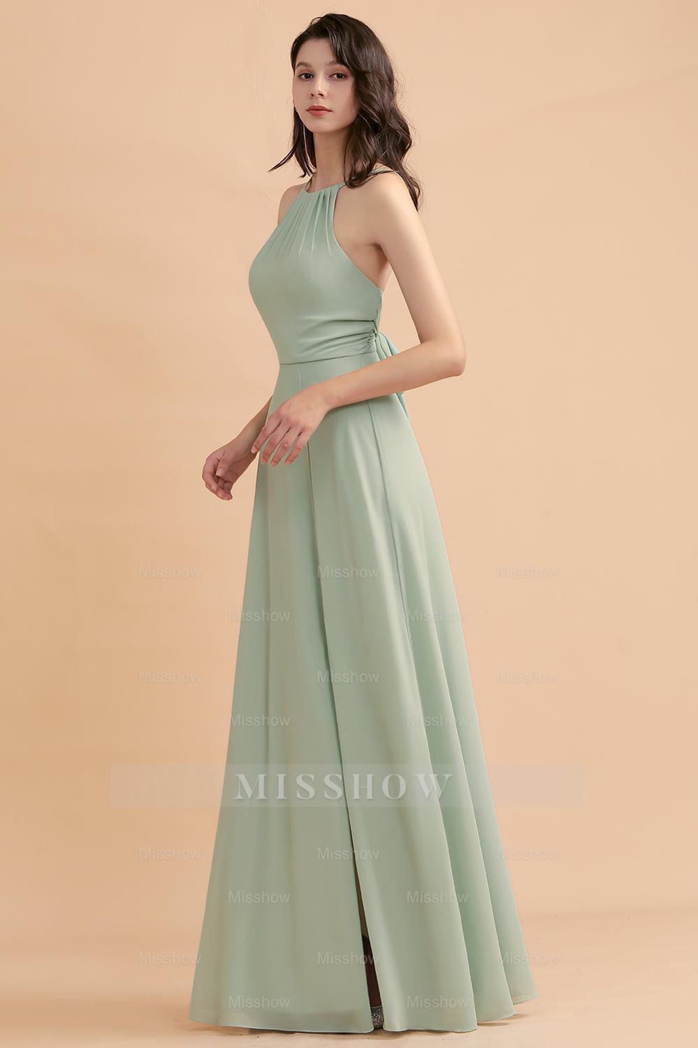 Stylish Jewel Sleeveless Dusty Sage Chiffon Bridesmaid Dresses with Ru misshow.com Stylish Jewel Sleeveless Dusty Sage Chiffon Bridesmaid Dresses with Ru misshow.com