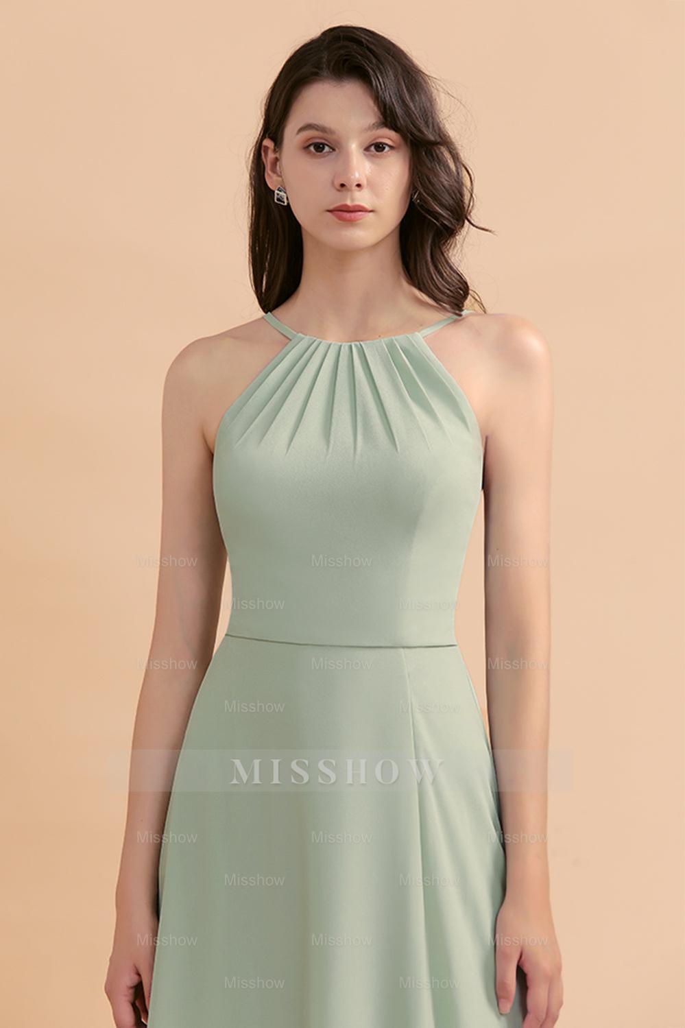 sage chiffon bridesmaid dresses Stylish Jewel Sleeveless Dusty Sage Chiffon Bridesmaid Dresses with Ruffles
