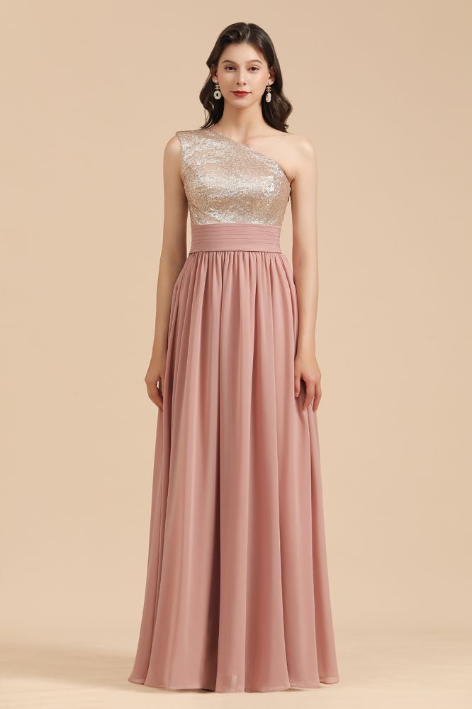 Looking for Evening Dresses,Bridesmaid Dresses in 100D Chiffon, A-line style, and Gorgeous  work  MISSHOW has all covered on this elegant Stylish One Shoulder Sequins Chiffon Evening Party Dress Prom Dress.