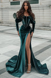 Stylish Split Front Off-the-shoulder Prom Dress With Train-misshow.com