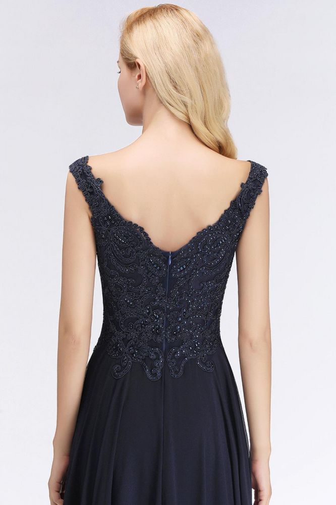 Looking for Prom Dresses,Evening Dresses,Homecoming Dresses,Quinceanera dresses in Silk Chiffon, A-line style, and Gorgeous Lace,Rhinestone work  MISSHOW has all covered on this elegant Stylish Straps Aline Beading Evening Maxi Dress Sleeveless V-Neck Wedding Guest Dress.