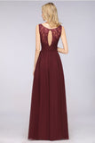 Looking for Bridesmaid Dresses in 100D Chiffon, A-line style, and Gorgeous  work  MISSHOW has all covered on this elegant Stylish V-Neck aline Evening Maxi Gown Chiffon Sleeveless Bridesmaid Dress Burgundy.