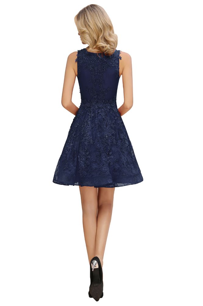 MISSHOW offers Stylish V-Neck Floral Appliques Homecoming Dress Knee-Length Sleeveless Party Dress at a good price from Pearl Pink,Dusty Rose,Burgundy,Dark Navy,Tulle to A-line Mini,Knee-length them. Stunning yet affordable  Prom Dresses,Evening Dresses,Homecoming Dresses,Bridesmaid Dresses,Quinceanera dresses.