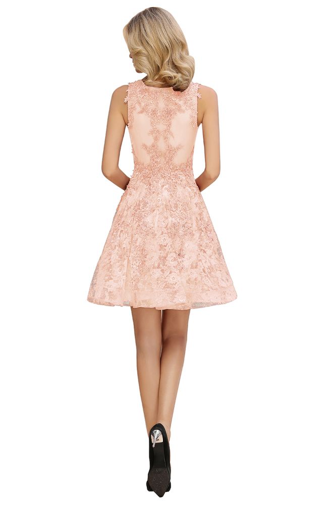 MISSHOW offers Stylish V-Neck Floral Appliques Homecoming Dress Knee-Length Sleeveless Party Dress at a good price from Pearl Pink,Dusty Rose,Burgundy,Dark Navy,Tulle to A-line Mini,Knee-length them. Stunning yet affordable  Prom Dresses,Evening Dresses,Homecoming Dresses,Bridesmaid Dresses,Quinceanera dresses.