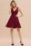 MISSHOW offers Stylish V-Neck Floral Appliques Homecoming Dress Knee-Length Sleeveless Party Dress at a good price from Pearl Pink,Dusty Rose,Burgundy,Dark Navy,Tulle to A-line Mini,Knee-length them. Stunning yet affordable  Prom Dresses,Evening Dresses,Homecoming Dresses,Bridesmaid Dresses,Quinceanera dresses.