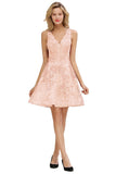 MISSHOW offers Stylish V-Neck Floral Appliques Homecoming Dress Knee-Length Sleeveless Party Dress at a good price from Pearl Pink,Dusty Rose,Burgundy,Dark Navy,Tulle to A-line Mini,Knee-length them. Stunning yet affordable  Prom Dresses,Evening Dresses,Homecoming Dresses,Bridesmaid Dresses,Quinceanera dresses.