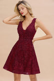 MISSHOW offers Stylish V-Neck Floral Appliques Homecoming Dress Knee-Length Sleeveless Party Dress at a good price from Pearl Pink,Dusty Rose,Burgundy,Dark Navy,Tulle to A-line Mini,Knee-length them. Stunning yet affordable  Prom Dresses,Evening Dresses,Homecoming Dresses,Bridesmaid Dresses,Quinceanera dresses.