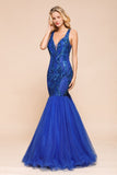 Looking for Prom Dresses,Evening Dresses in Tulle,Organza,Sequined, Mermaid style, and Gorgeous Sequined work  MISSHOW has all covered on this elegant Stylish V-Neck Sparkly Sequined Mermaid Prom Dress Sleeveless Floor Length Ruffy Evening Gown.