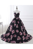 Sweetheart A Line Long Print Flower Evening Dresses