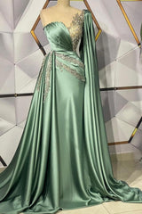 Sweetheart Appliques Ruffles Floor-length Mermaid Prom Dress With Side Train-misshow.com