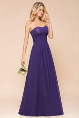 Sweetheart Chiffon Garden Bridesmaid Dress Strapless Party Dress-misshow.com