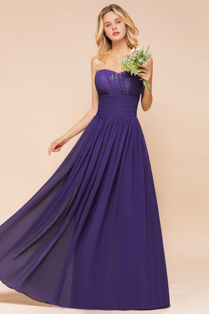 Sweetheart Chiffon Garden Bridesmaid Dress Strapless Party Dress-misshow.com