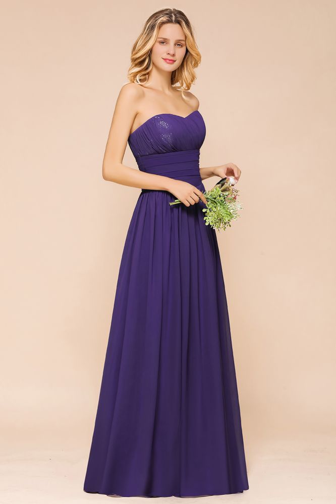 Sweetheart Chiffon Garden Bridesmaid Dress Strapless Party Dress-misshow.com