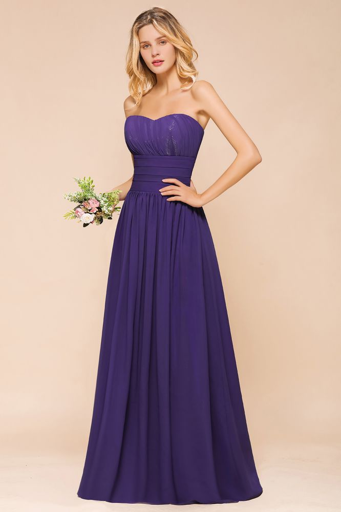 Sweetheart Chiffon Garden Bridesmaid Dress Strapless Party Dress-misshow.com