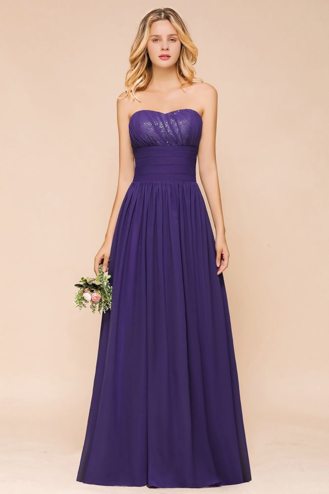 Sweetheart Chiffon Garden Bridesmaid Dress Strapless Party Dress-misshow.com