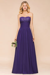 Sweetheart Chiffon Garden Bridesmaid Dress Strapless Party Dress-misshow.com