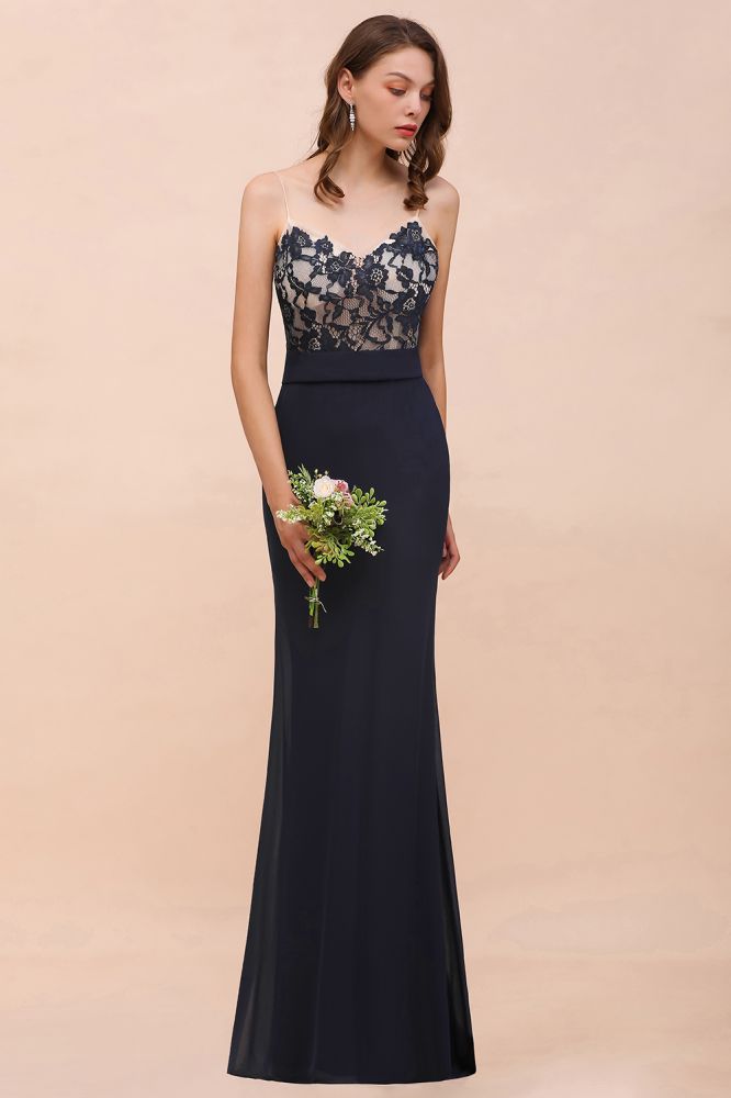 Sweetheart Floral Mermaid Bridesmaid Dress Sleeveless Navy Formal Party Dress | MisShow Sweetheart Floral Mermaid Bridesmaid Dress Sleeveless Navy Formal Party Dress | MisShow