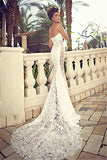 Sweetheart Lace Wedding Dress Mermaid Zipper Sleeveless Bridal Dresses
