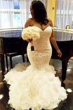 Sweetheart Mermaid Lace Wedding Dress TieScarlet Ruffless Tulle Bridal Dress with