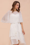 Sweetheart Mini Chiffon Dress with Wraps Simple Beach Bridesmaid Dress for Bride-misshow.com