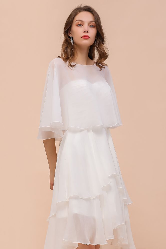 Sweetheart Mini Chiffon Dress with Wraps Simple Beach Bridesmaid Dress for Bride-misshow.com