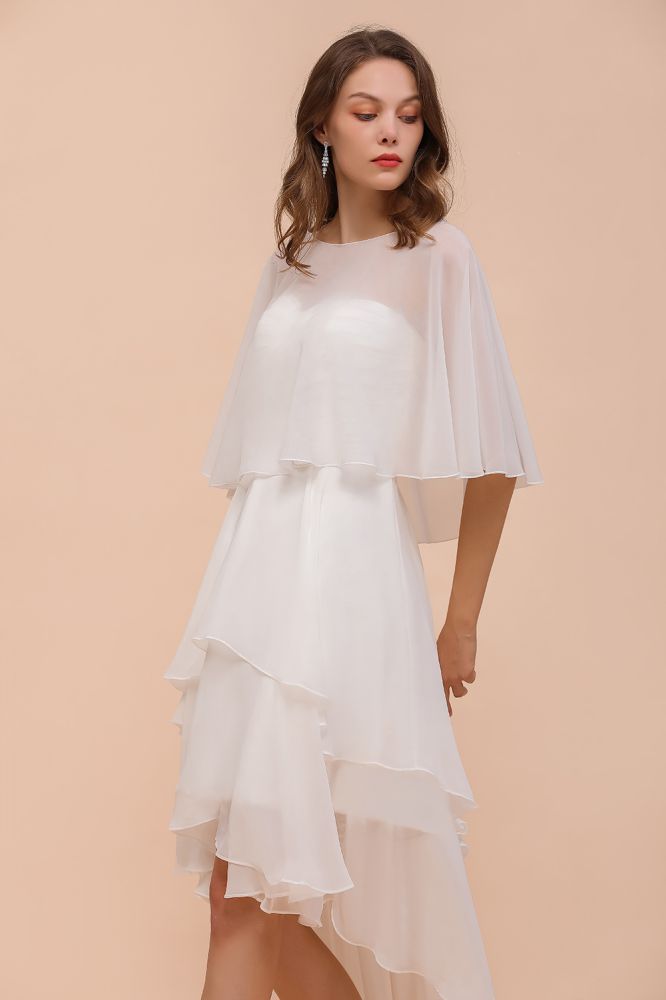 Sweetheart Mini Chiffon Dress with Wraps Simple Beach Bridesmaid Dress for Bride | MISSHOW Sweetheart Mini Chiffon Dress with Wraps Simple Beach Bridesmaid Dress for Bride | MISSHOW