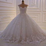 Sweetheart Princess A-line Sleeveless Appliques Lace Wedding Dress-misshow.com