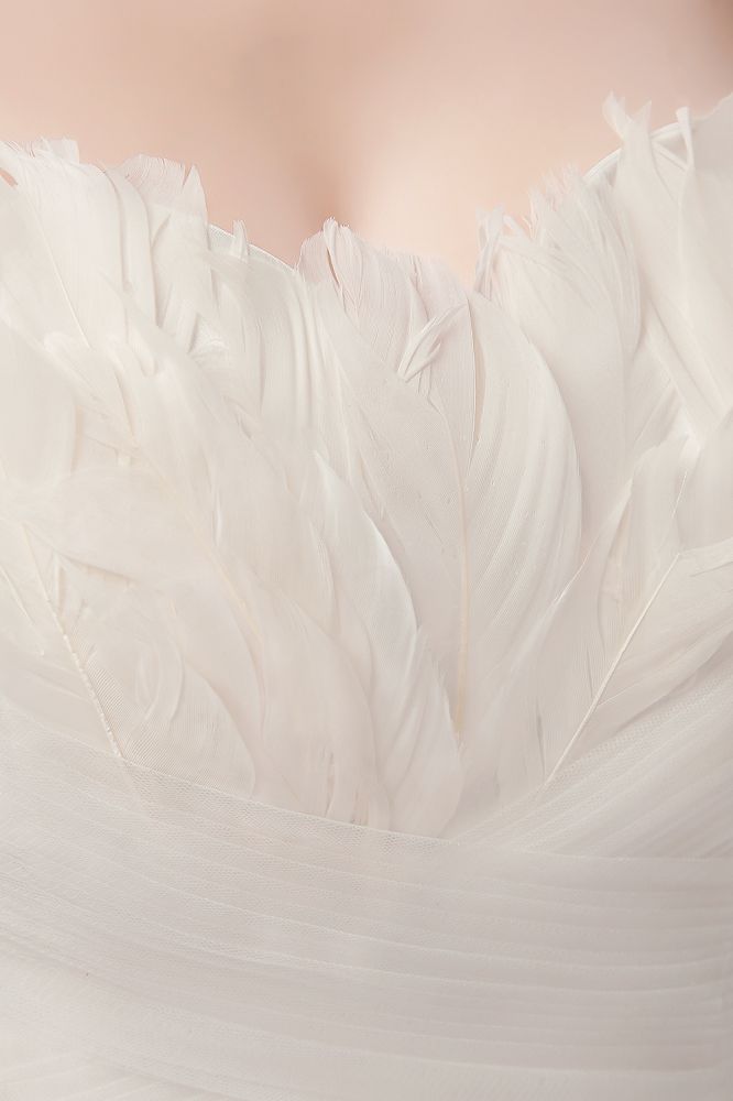 MISSHOW offers Sweetheart Strapless A-line Feathers Tulle Wedding Dresses at a cheap price from White,Ivory, Tulle to A-line Floor-length hem. Stunning yet affordable Sleeveless .