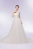 Sweetheart Strapless A-line Feathers Tulle Wedding Dresses