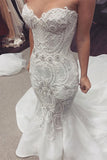 Sweetheart Stunning Lace Mermaid Buttons Wedding Dress